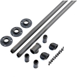 DIYHD 8FT Wall Mount Pipe Handrail for Stairs,Industrial Rustic Black Indoor Deck Hand Rail