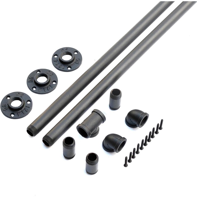 DIYHD 8FT Wall Mount Pipe Handrail for Stairs,Industrial Rustic Black