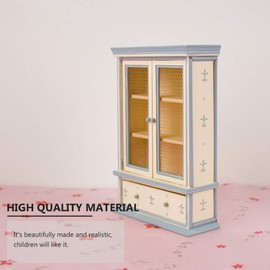 Kisangel 1pc Dollhouse Bookshelf Cabinet Model Miniature Dollhouse Accessories Wooden Bookshelf for Kids Mini Wall Bookcase Wooden Miniture Furniture Glass Small Bookshelf Child Toy