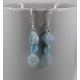 Ohrhänger TOORES - Aquamarin Larimar Rohsteine - 925 Sterling Silber