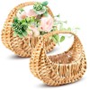 Set of 2 Petite Wicker Baskets with Handles - Flower Girl Baskets, Empty Gift Baskets, Rattan Wedding Baskets for Flowers and Gifts - Decorative Willow Baskets for Home Decor and Storage