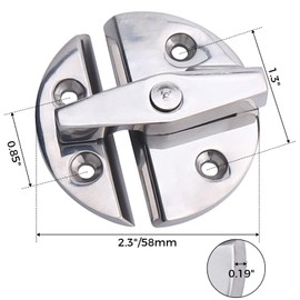 NovelBee 2pcs 316 Stainless Steel Door Catch Latches,2.3" Round Boat Hatch Hinges with Screws,Turn Twist Button Catch Latch for Door Cabinet