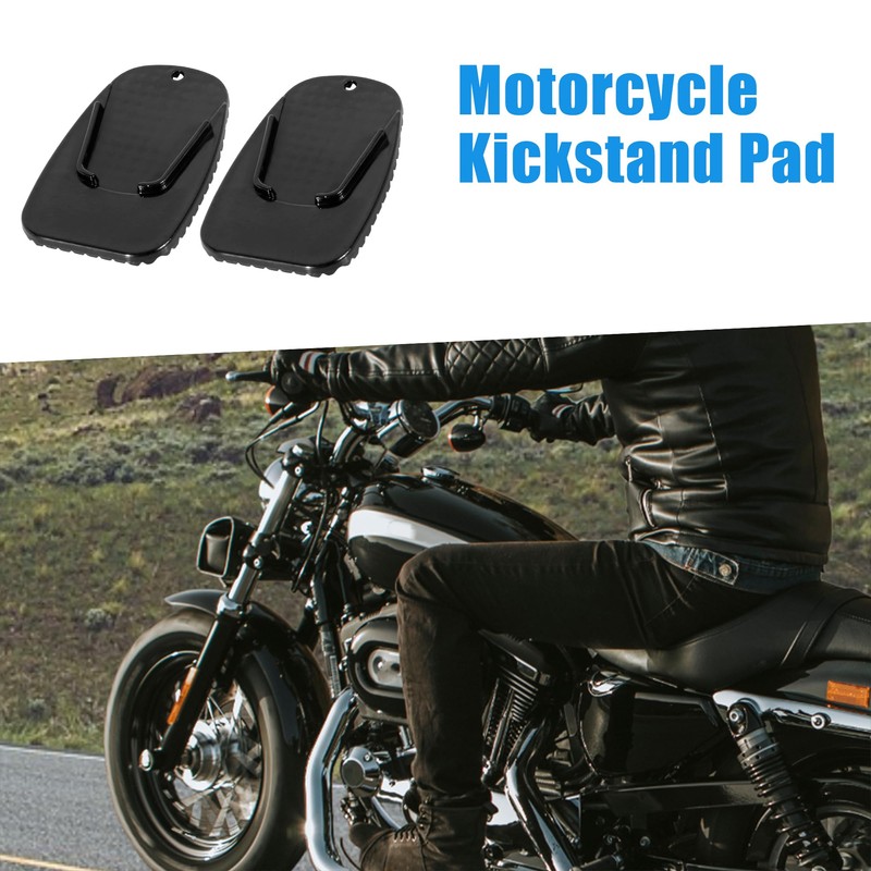 A ABSOPRO Motorcycle Kickstand Pad Side Stand Extension Pad Black