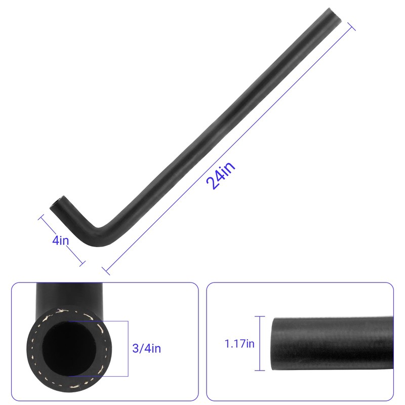 3/4" LS Swap Heater Hose 90 Degree Bend Molded Heater