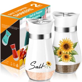 Arrozon Sunflower Salt and Pepper Shakers Set - 4oz Farmhouse Cute Kitchen Decor and Accessories Sunflower Gifts for Salt Shakers Glass Cooking Table,Housewarming,Thanksgiving,Christmas