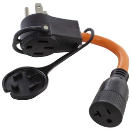 AC WORKS 50-Amp RV/Range/Generator 14-50 Piggy-Back Plug Adapter (To 15/20-Amp Household)
