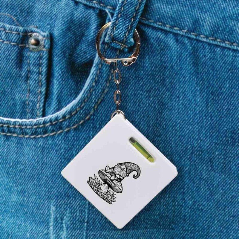 Azeeda 'Gnome & Toadstool' Keyring Tape Measure/Spirit Level Tool (KM00038472)