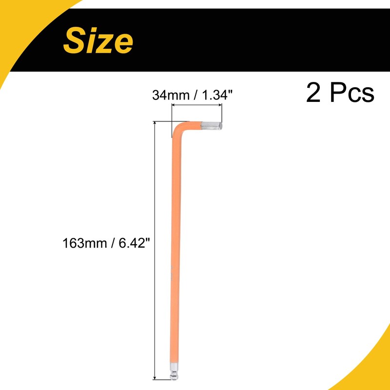 WorkBless 5mm Ball End Hex Key Wrench 2 Pcs, l
