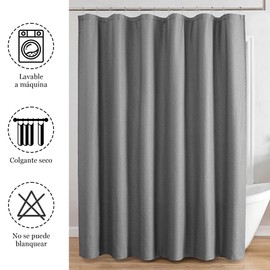 HETIE Cortina de Baño Impermeable y a Prueba de Moho 180cm * 180cm Con Gancho, Ojal Metálico a Prueba de Óxido, Adecuada Para Familias y Baños (Gris)