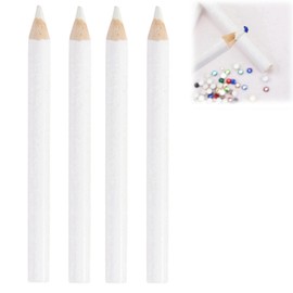 4pcs White Nail Pencil,Nail Whitening Pencils,Rhinestones Picker Pencil,Rhinestone Pen,French Manicure Pencil,Gem Pick Up Tool,Wax Pencil for Rhinestones,French Art Manicure Pen,White Nail Pencil