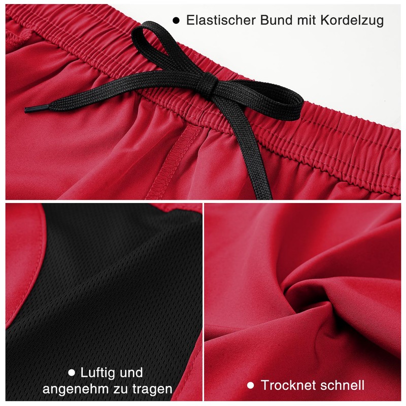 HMIYA Men's Sports Shorts Quick Drying Shorts with Zip Pocket,
