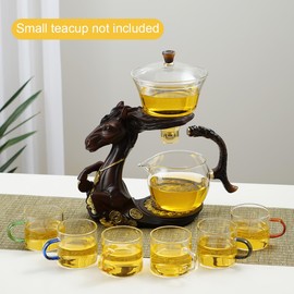 Semi Automatic Drip TeaPot, Lazy Kung Fu Glass Magnetic Tea Set, Heat Resistant Glass Magic Teapot Set, Suitable for home/office Reception Tea Set, Perfect for Holiday Gifts