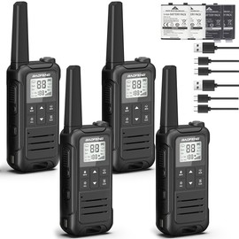 Rechargeable Walkie Talkies Long Range for Adult, Baofeng F22 Handheld FRS Radio Walkie Talkies 4 Pack Portable 2 Way Radio USB-C Cable NOAA Weather Radio VOX Walky Talky for Camping Hiking