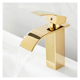 Modern Waterfall Basin Faucet Bathroom Toilet Tap Deck Mounted Mixer Hot & Cold Water Vanity Vessel Brass Faucets(02 Long)