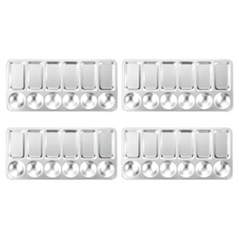 sourcing map 4pcs Paint Palette Tray 9" x 4.3" 12 Wells Aluminum Rectangle Paint Mixing Pallet for Acrylic Oil Watercolor Artist DIY Painting