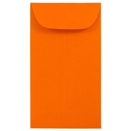 JAM PAPER #6 Coin Business Colored Envelopes - 3 3/8 x 6 - Orange Recycled - Bulk 250/Box