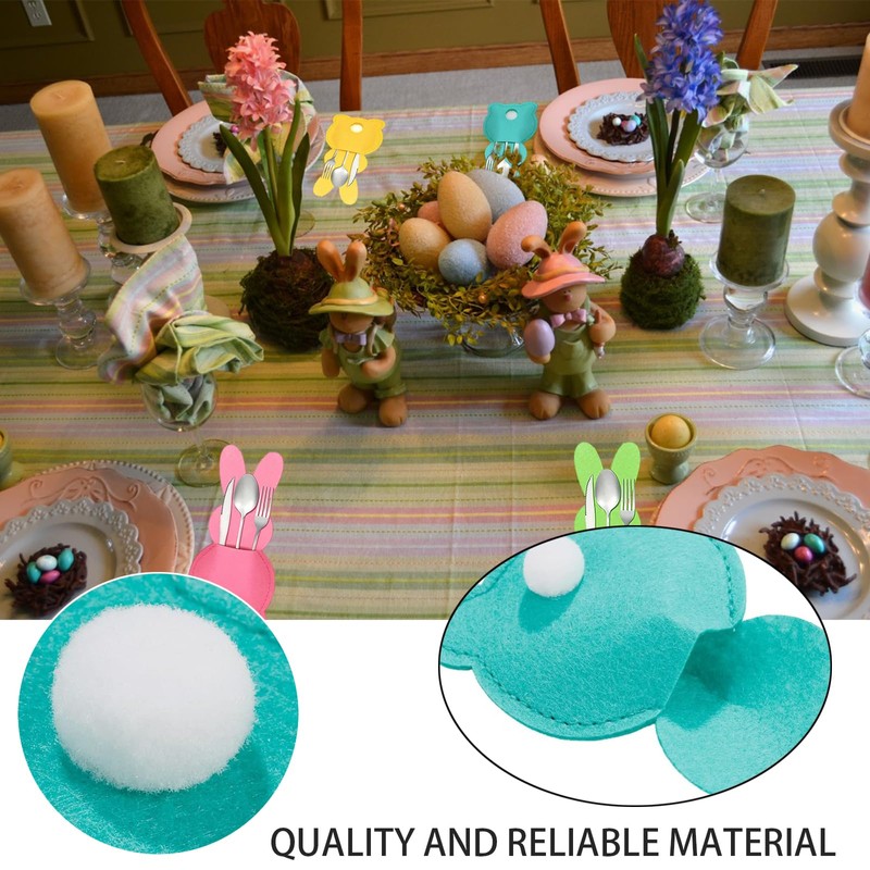 12 Pcs Easter Bunny Utensil Cutlery Holders Bunny Rabbit Shape