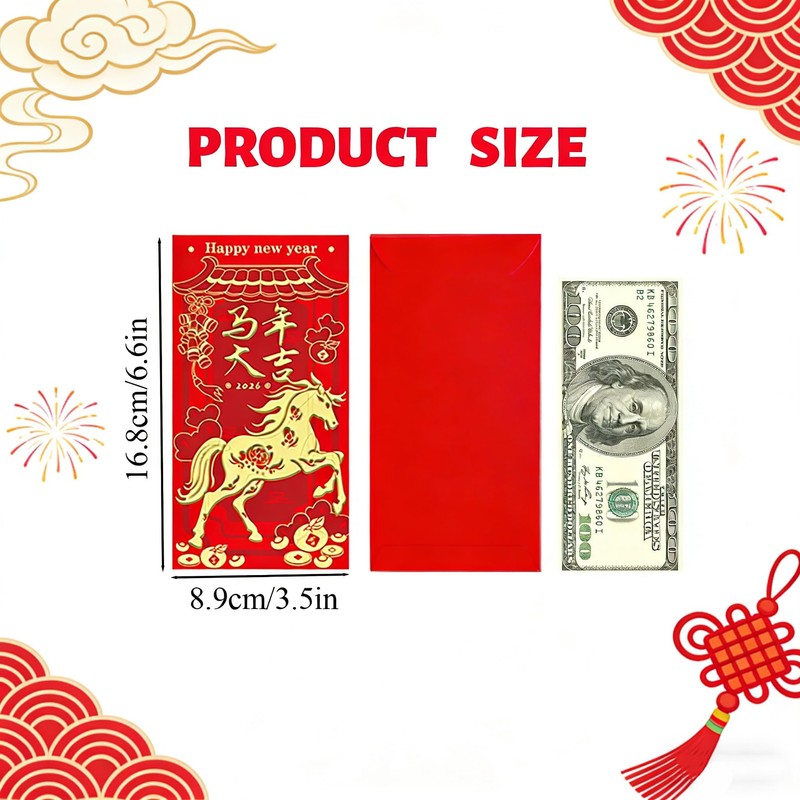Chinese New Year Red Envelopes 2026, 18Pcs Year of the