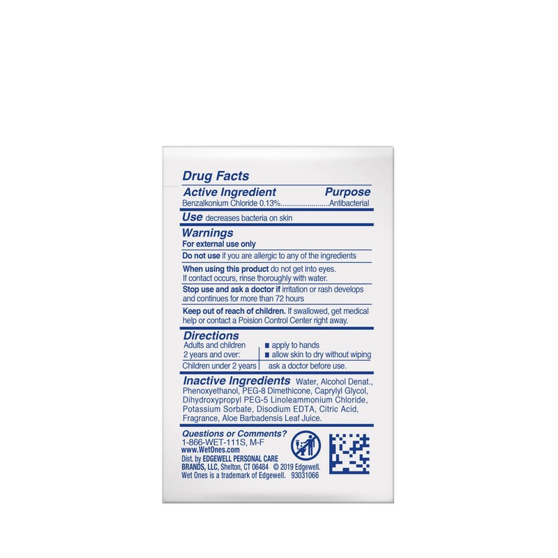 Wet Ones Singles Antibacterial Cleansing Wipes - 1 Box of