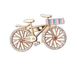 Sparkling Rhinestone Bicycle Brooch Pin for Women Girls Vintage Elegant CZ Bike Vehicle Lapel Pins Creative Stylish Biking Enamel Brooches Badge Clothes Hats Bags Decoration Fashion Jewelry Accessories (Pink Blue)