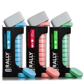 Rally Energy Caffeine Gum, Sugarless Gum with 60 mg of Caffeine for Fast-Acting Energy, Stay Alert, Long-Lasting, Variety Pack, Natural Cinnamon, Peppermint, Wintergreen Flavor (3 Pack, 33 Pieces)