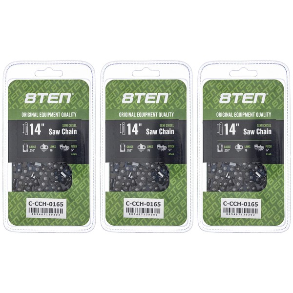 8TEN Semi Chisel Chainsaw Chain 14 Inch .050 1/4 76DL