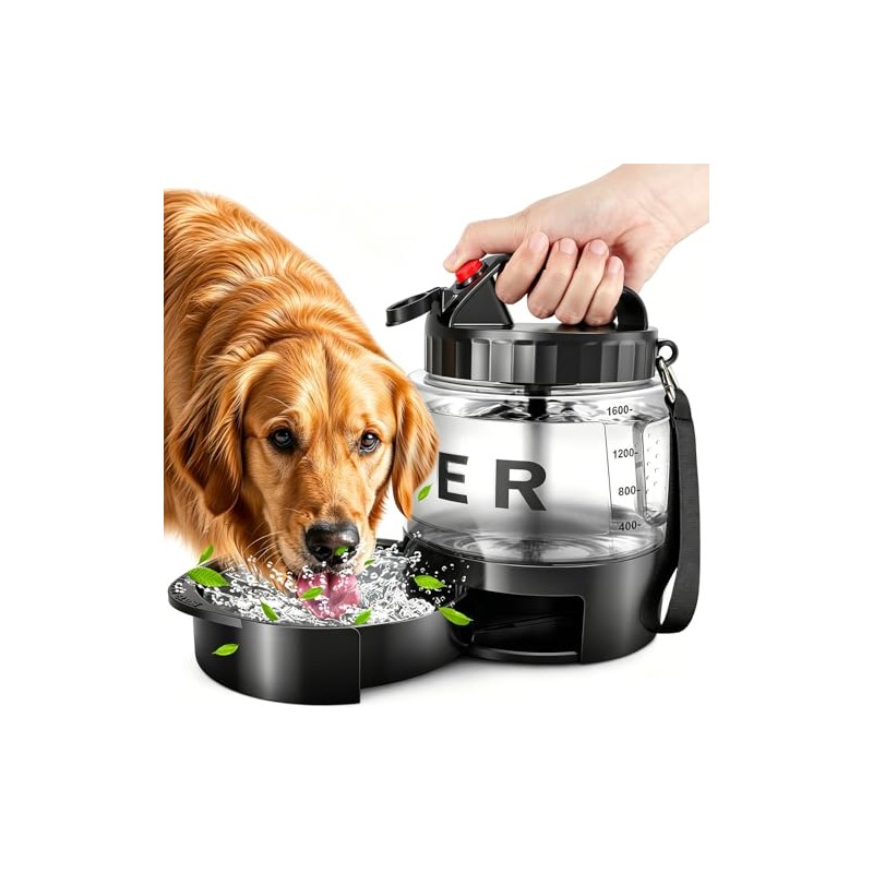 Botella de agua para perros de 54 onzas, dispensador de