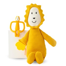 Matchstick Monkey Gift Set - Teether & Plush Toy - Baby Teething Aid with Soft Nubs - Cuddly Toy with Teething Application - BPA Free & Soft Cotton - from 3 Months (Ludo Lion)