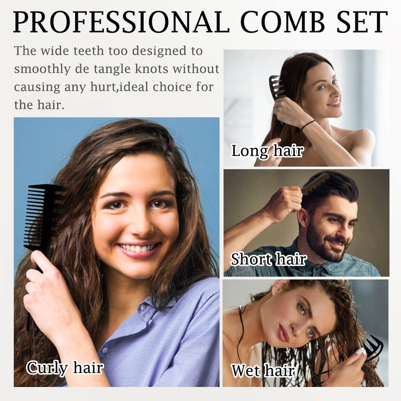 4-in-1 Hair Comb Set - Wide Tooth, Double Side Tail,