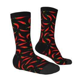 Oxcav Chili Pepper Novelty Socks Crazy Funny Crew Dress Socks For Men Women