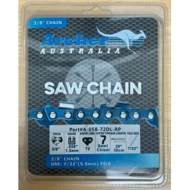 Archer 2 Pack 20" 3/8-058-72DL Ripping Chainsaw Chain replaces 73RD072G A2EP-RP-72E