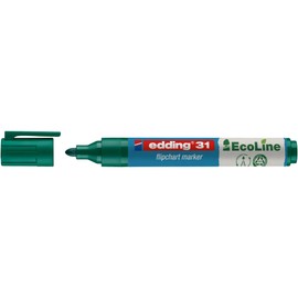 edding 31 Ecoline flipchart marker - green - 1 pen - round nib 1,5-3 mm - marker for writing, drawing and marking on flipchart paper - does not bleed through - does not dry out - refillable