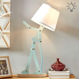 HROOME Cool Novelty Kids Desk Lamp with Swing Arm, Modern Wood Adjustable Table Lamp Bedside Light for Reading/Bedrooms/Living Room/Office/Girls/Boys - Pea Green, Bulb Included