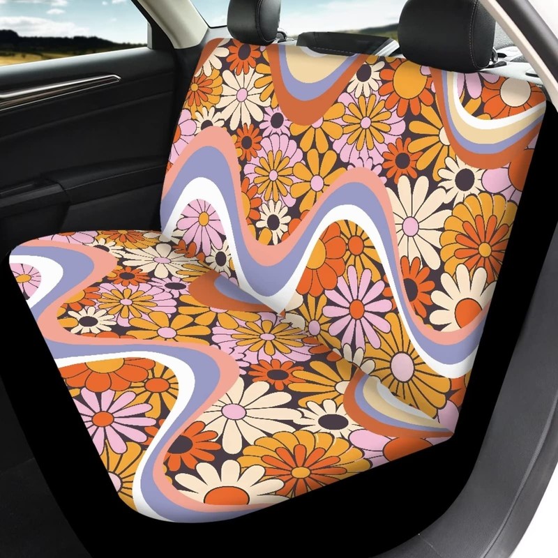Belidome 4 Pcs Daisy Flower Car Seat Covers Full Set