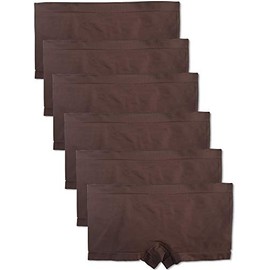 Caramel Cantina 6 Pack Nylon Spandex Plus Size Hipster Boy Short Panties (4X, Chocolate)