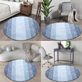 OLANLY 30-inch Round Bathroom Rugs, Extra Soft and Absorbent Microfiber Bath Rugs, Quick Dry Machine Washable Bath Mats for Bathroom Floor, Tub and Shower, Home Decor Accessories, Blue