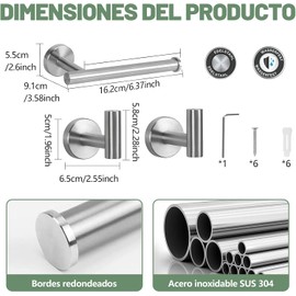 Porta Rollos de Papel de Baño Acero Inoxidable con Gancho Toallero – Molkocan KHSOTK62HT7752