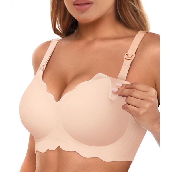 Easybunny Scalloped Nursing Bras for Breastfeeding Seamless Wireless Maternity Bras