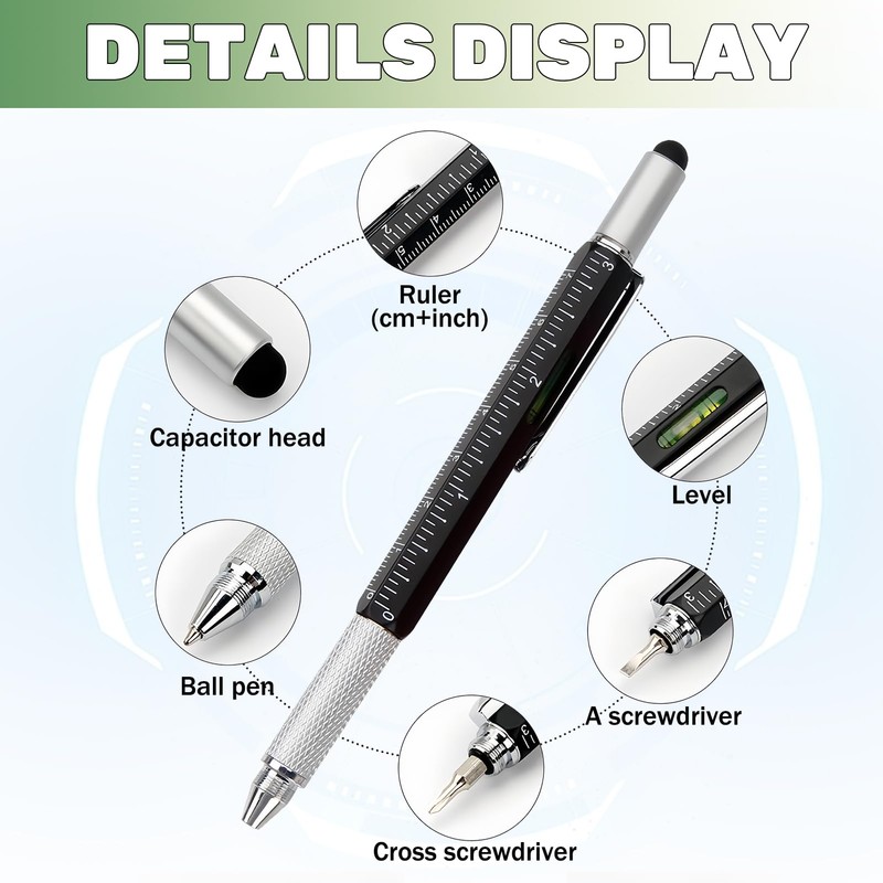 2Pcs Multi Tool Pen Gifts for Men, 6 in 1
