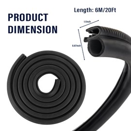 20Ft Car Door Weather Stripping Door Seal Strip,U-Shaped Rubber Edge Trim with Steel Strip Door Sealers for Door Frame of Car Truck SUV RV Boat Home,Keeps Car Interior Tidy and Quieter (20Ft)