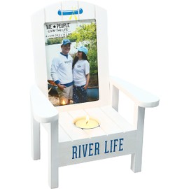 Pavilion - River Life - Adirondack Chair 4" x 6" Vertical Picture Frame Tea Light Candle Holder - Cabin Decor River Lover Gift