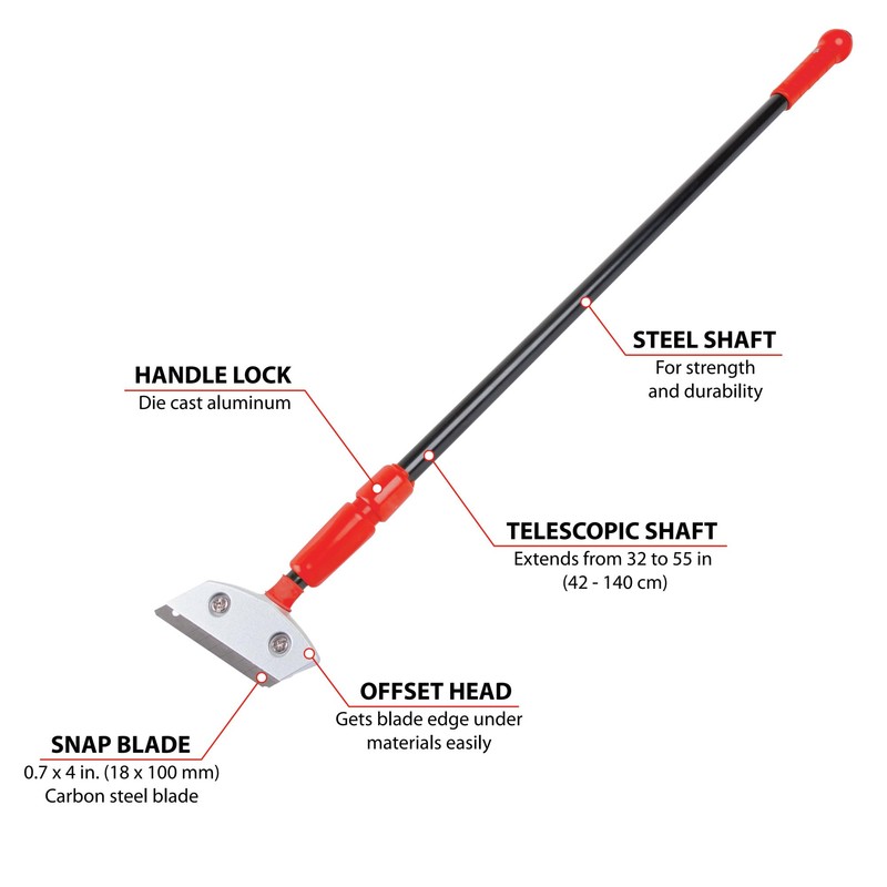 Performance Tool W7521 32 to 55-Inch Telescoping Multi-Purpose Scraper -