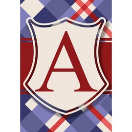 America Forever Patriotic Shield Monogram A Garden Flag, 12.5 x 18 inch Double Sided, Red White Blue Letter A Flag, USA Shield Decorative Outdoor Yard Art, Memorial Day 4th of July Decor