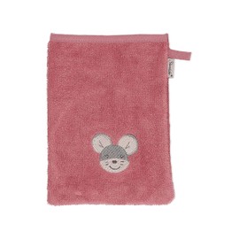 Sterntaler Baby Girl Wash Mitt Baby GOTS Pack of 3 Wash Mitts Mabel - Wash Cloth Children, Baby Wash Cloths with Mouse Motif - Organic - Pink