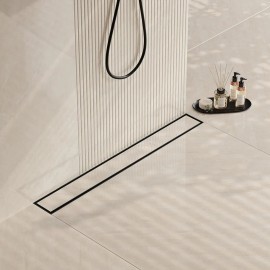 Tile Insert Invisible 24 Inch Black Stainless Steel Shower Drain with CUPC Certificate Supports USA DropshippingMaterial: Stainless Steel, Color: Black