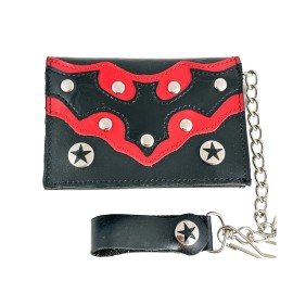 Addicted Bat Bikers Wallet With Chain Genuine Leather Punk Goth Rave Girl Bikers Girl