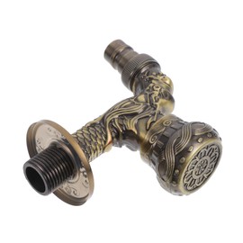 Operitacx Antique Brass Wall Mounted Faucet Dragon Design Water Spigot Handle for Indoor Outdoor Use Spigot for Gardens Pools and Balconies with Antifreeze Function