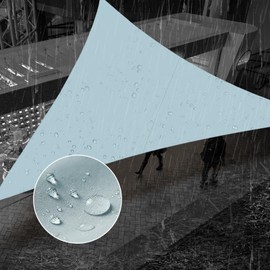 SUNNY GUARD Waterproof Sun Shade Sail 10' x 10' x 14' Light Blue Triangle UV Block Sunshade for Backyard Yard Deck Patio Garden Outdoor Activities and Facility(We Make Custom Size)