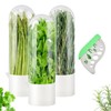 3Pcs Refrigerator Herb Keeper Containers,Herb Saver Jars with Herb Stripper