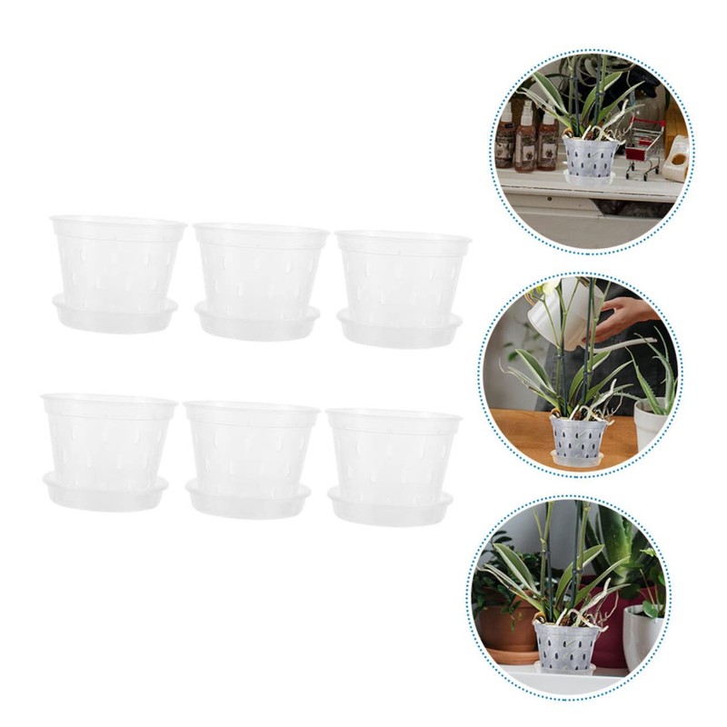 CIYODO 6sets Transparent Orchid Pots Breathable Net Pots Drainage and